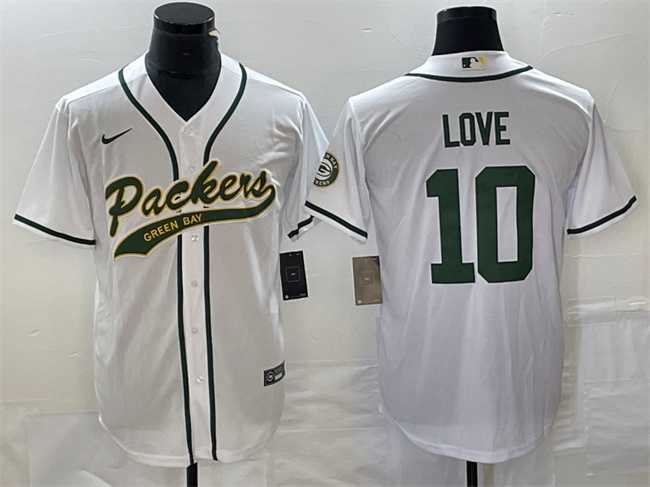 Men's Green Bay Packers #10 Jordan Love White Cool Base Stitched Baseball Jersey,We sell and wholesale Men's Green Bay Packers #10 Jordan Love White Cool Base Stitched Baseball Jersey on line form chian!